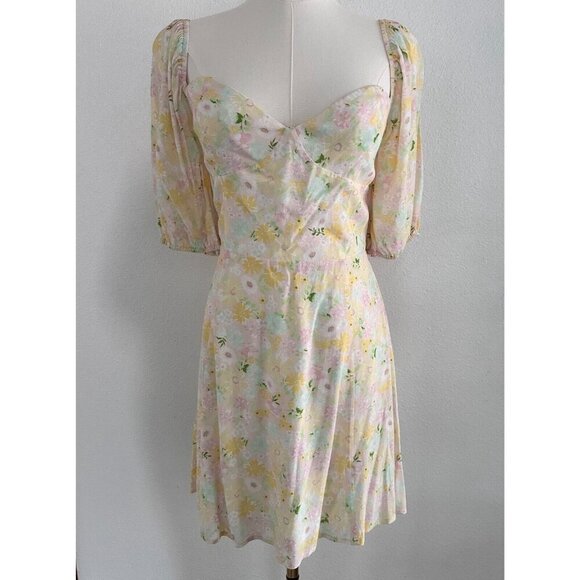 Sophie Rue by Anthropologie Puff Sleeve Mini Floral Dress Cottagecore - Picture 2 of 10